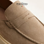 Sand Suede Mule, macro of the suede and stitching