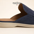 Navy Suede Mule, detail