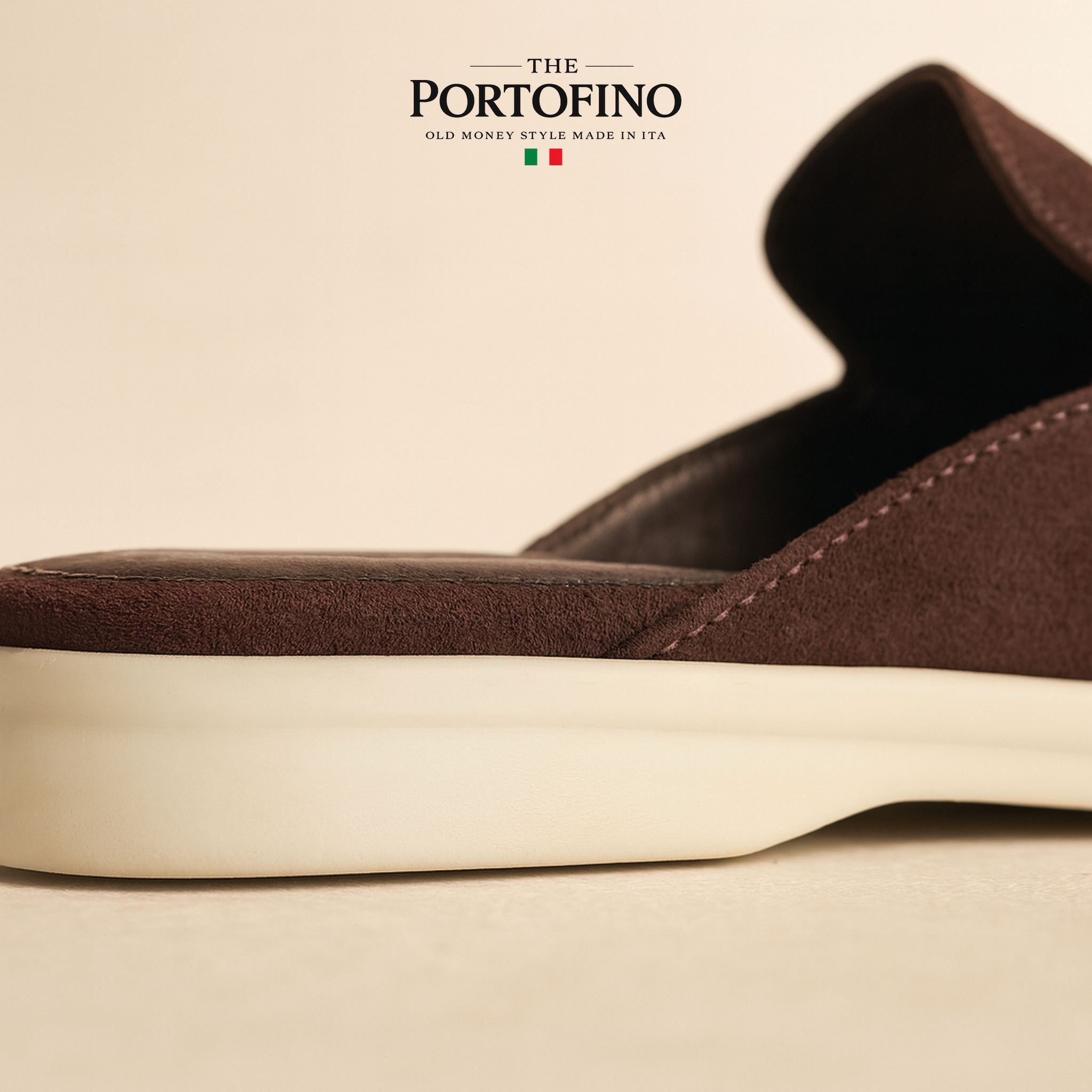 Aubergine Suede Mule, detail