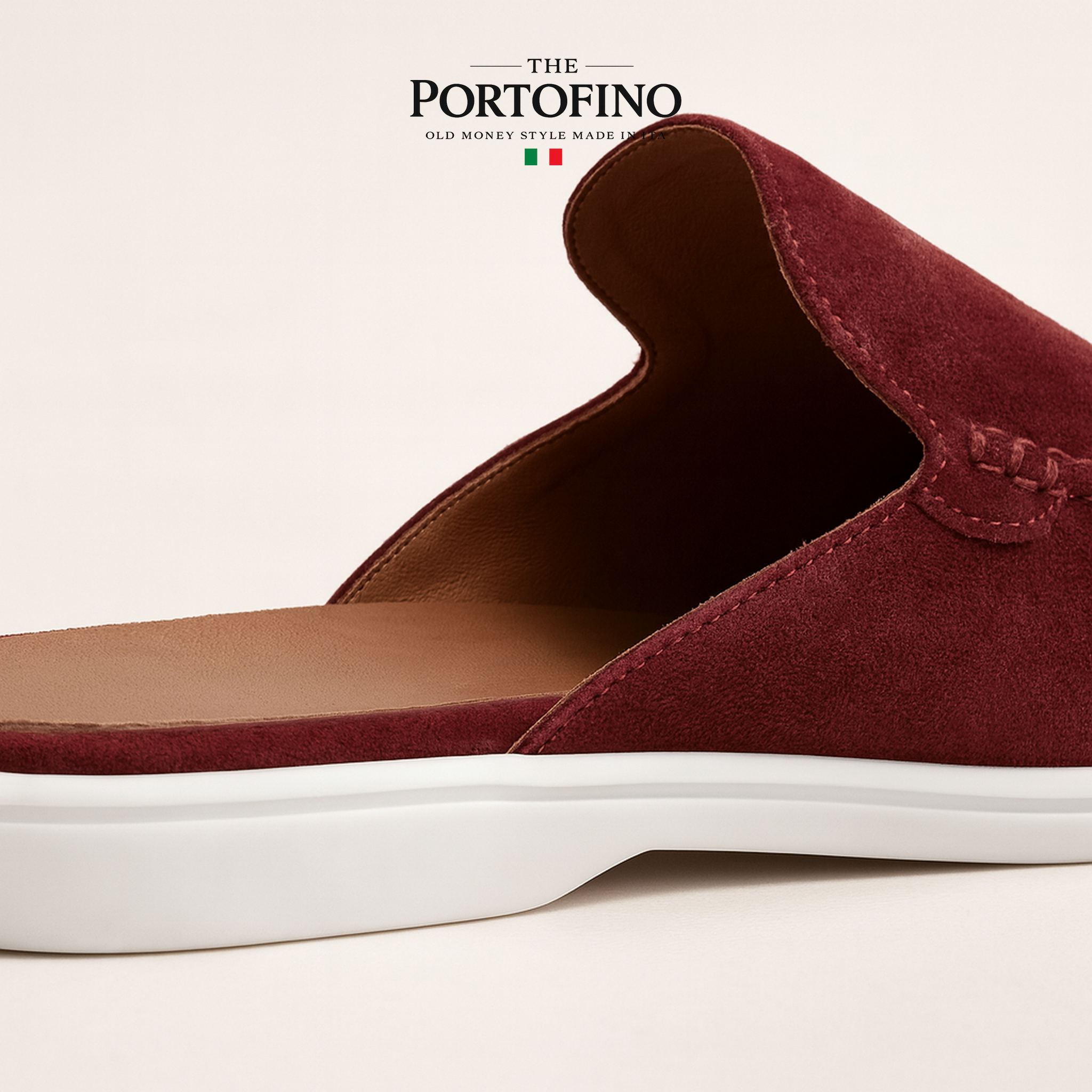 Bordeaux Suede Mule, detail