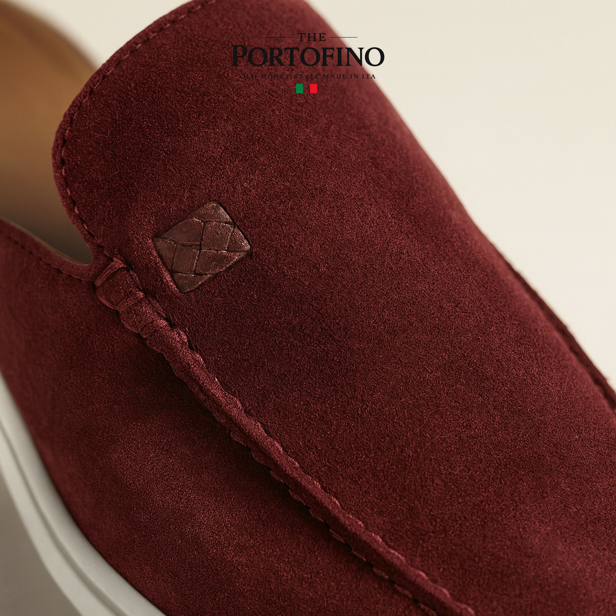 Bordeaux Suede Mule, suede close-up