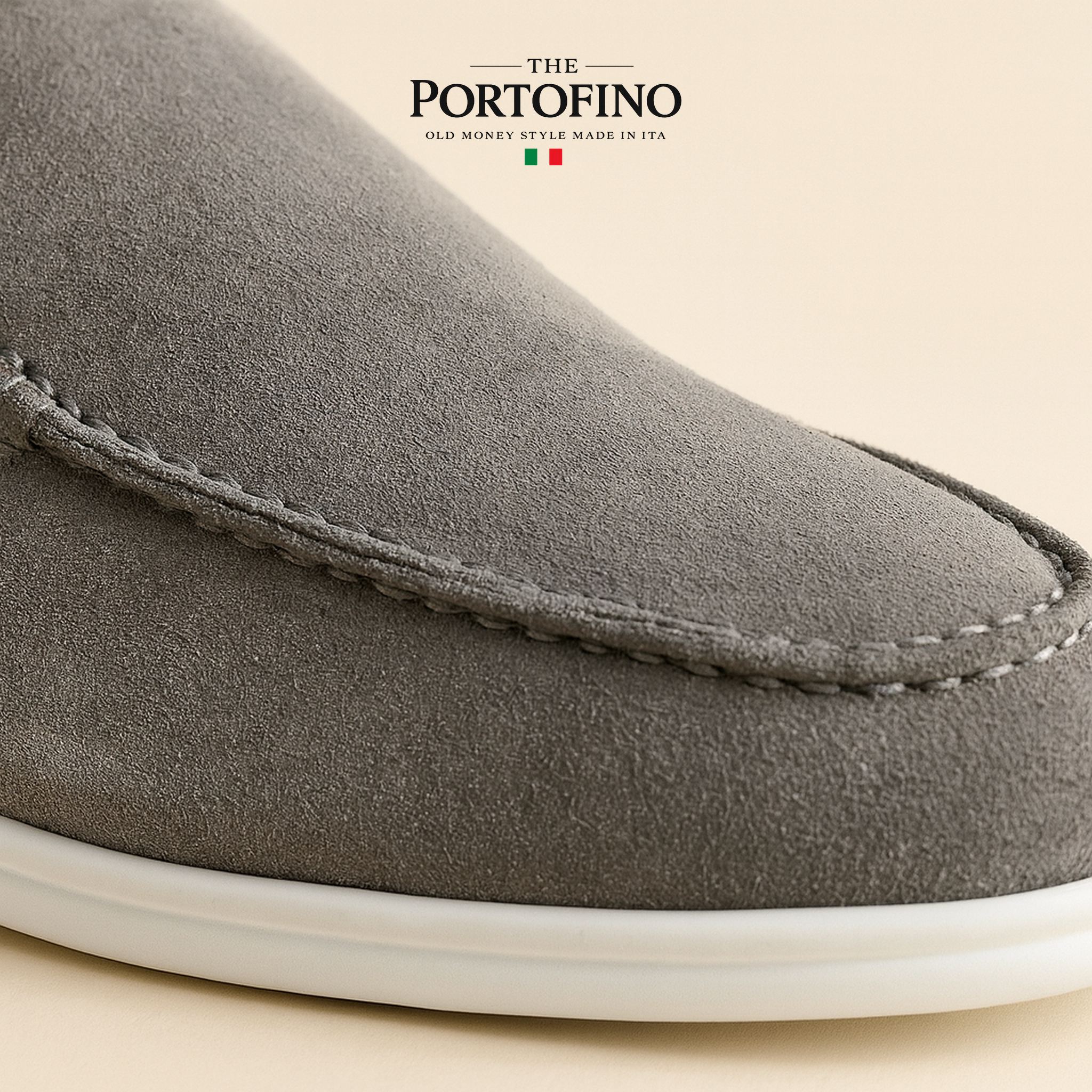 Stone Grey Suede Mule, suede close-up