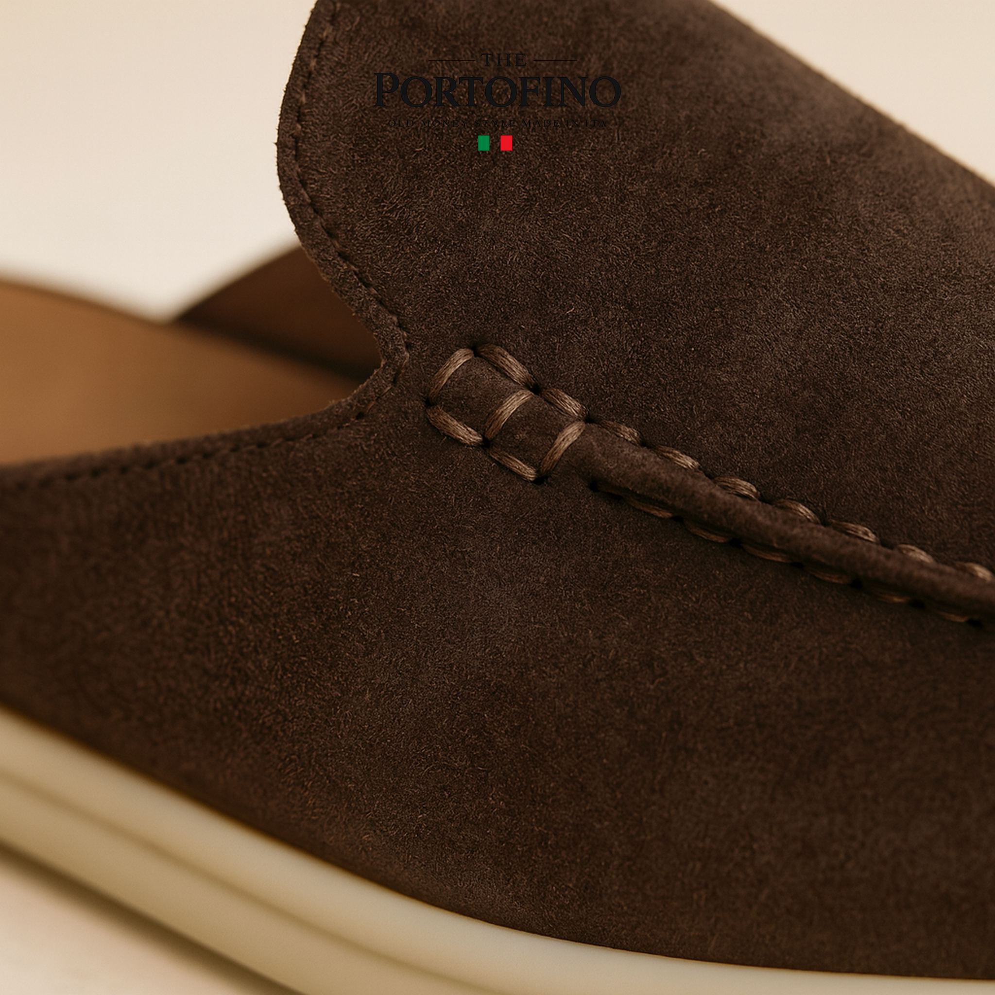Espresso Suede Mule, suede close-up