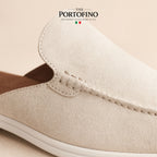 Ivory Suede Mule, suede close-up