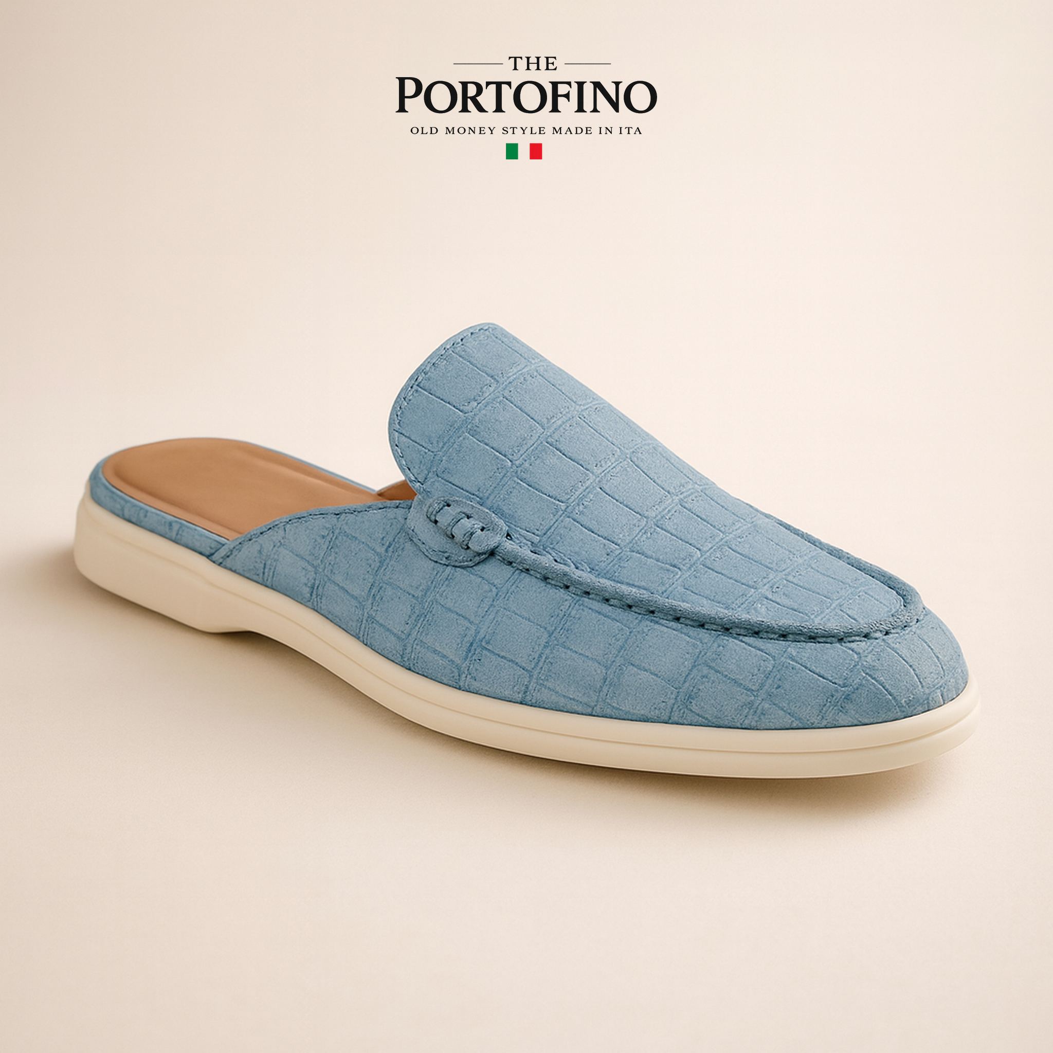 Powder Blue Croco Mule