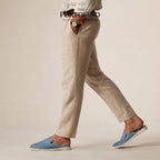 Powder Blue Croco Mule, worn