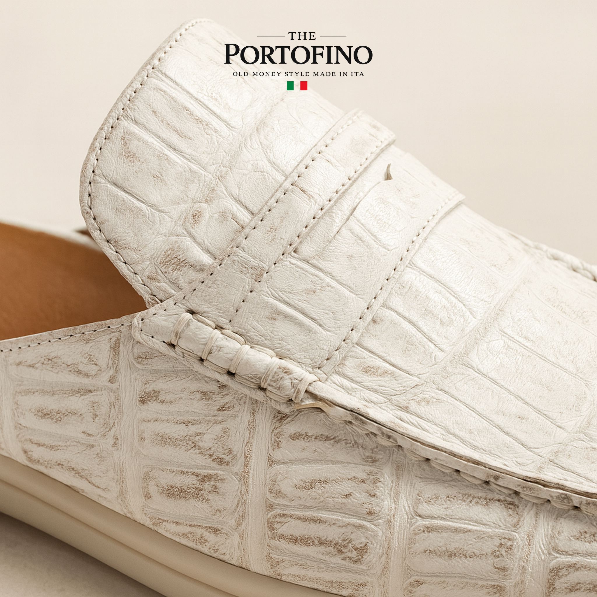 Ivory Croco Mule, leather close-up