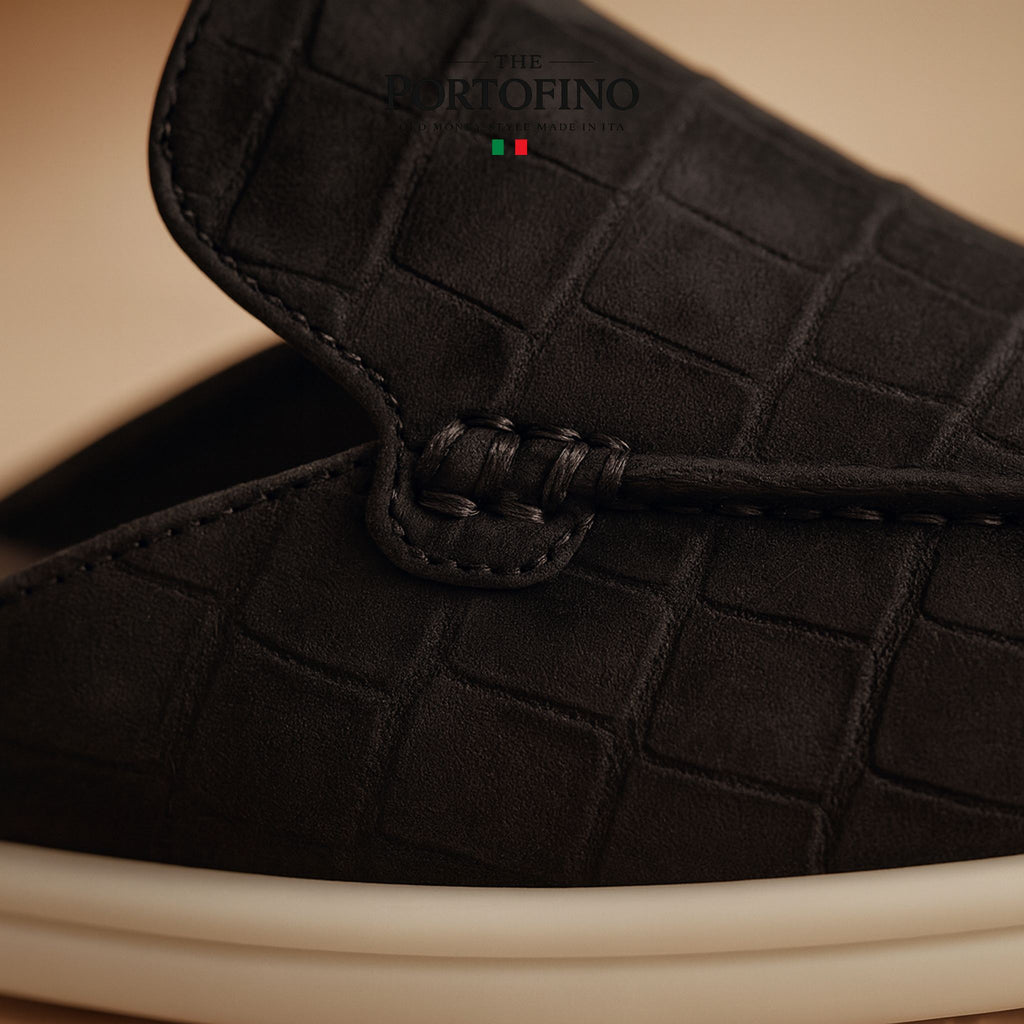 Black Croco Mule, leather close-up