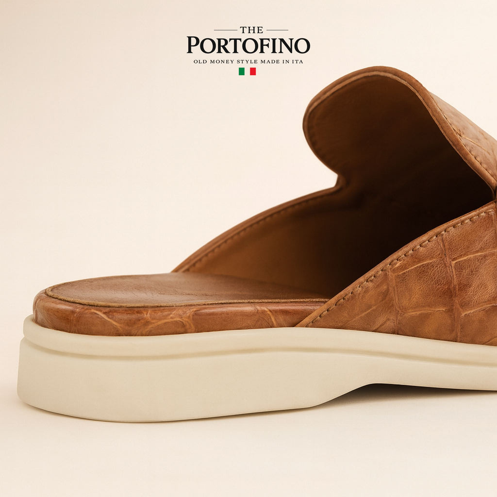 Cognac Croco Mule, detail
