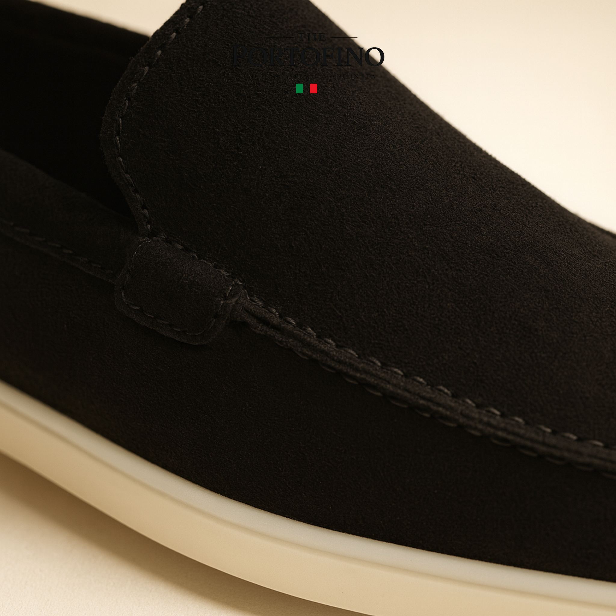Black Riviera Loafer, suede close-up