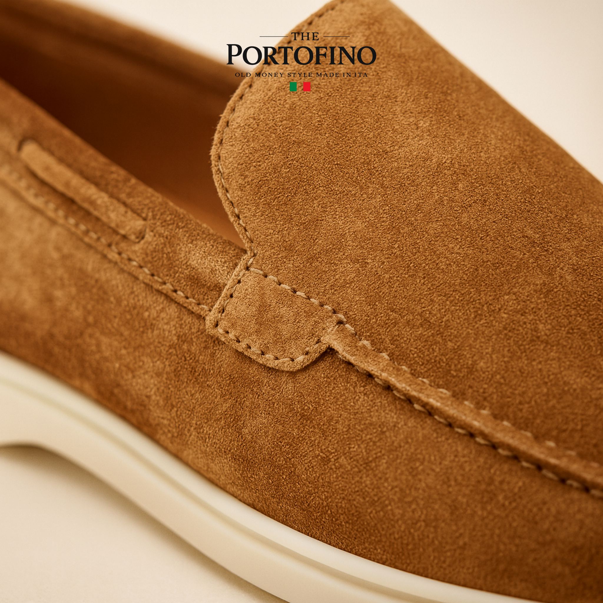 Cognac Riviera Loafer, suede close-up
