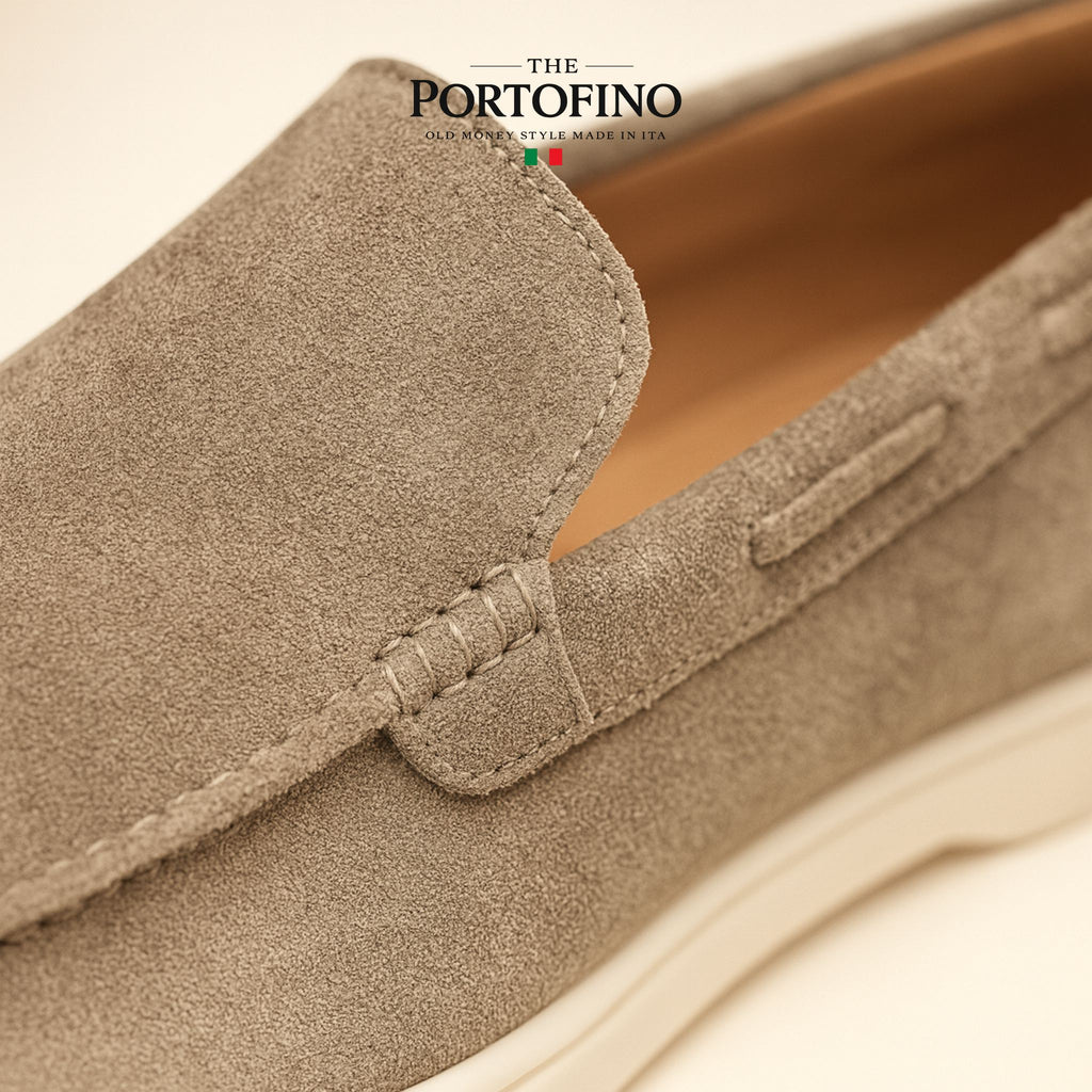 Stone Riviera Loafer, suede close-up