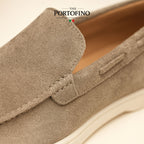 Stone Riviera Loafer, suede close-up