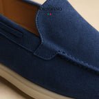 Cobalt Riviera Loafer, suede close-up