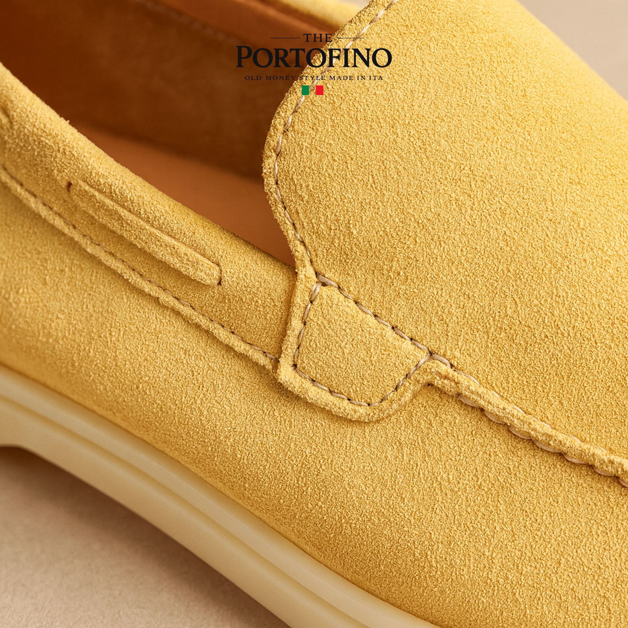 Lemon Riviera Loafer, suede close-up