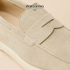 Ivory Riviera Loafer, suede close-up