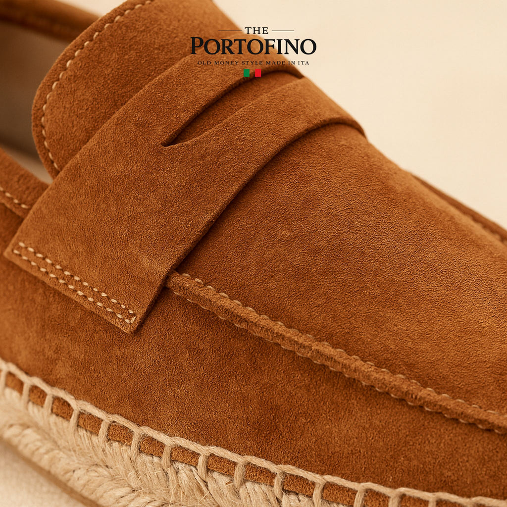 Cognac Espadrille Loafer, close-up
