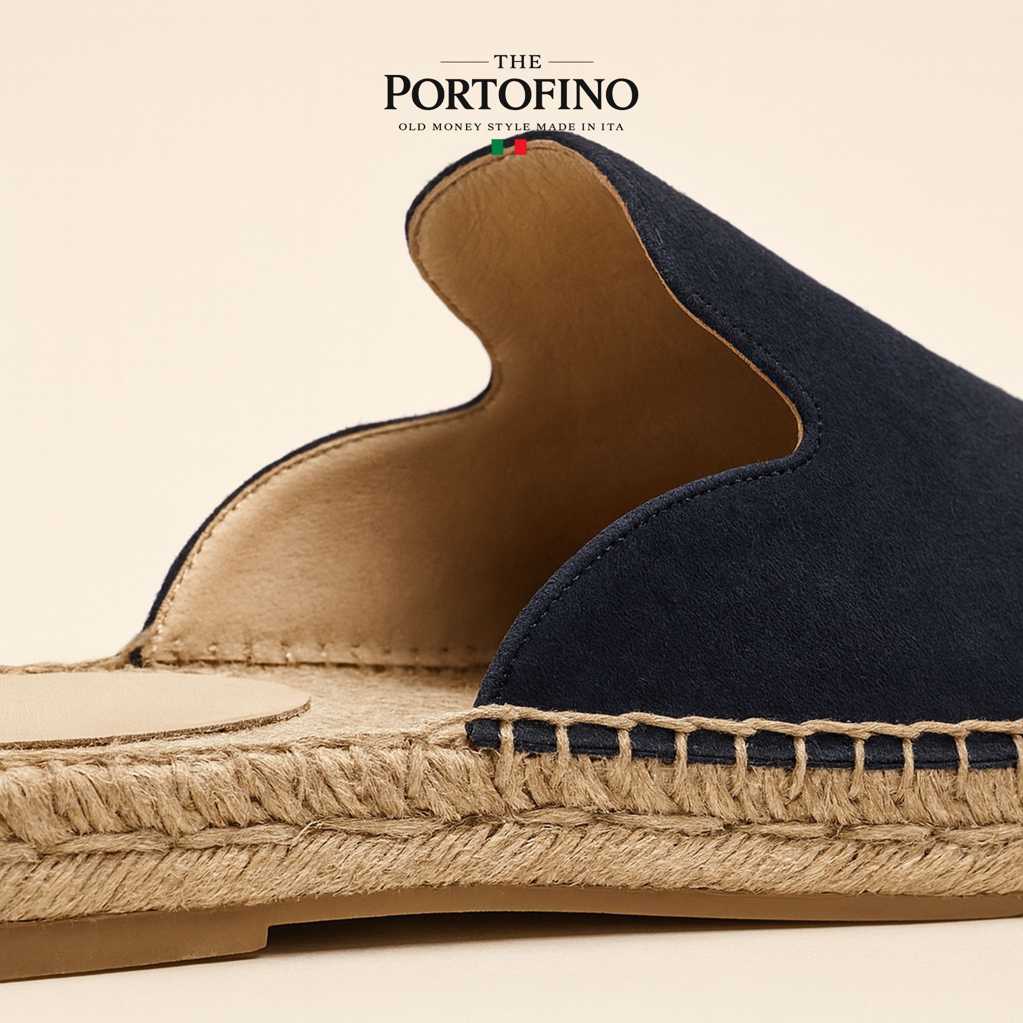 Navy Espadrille Mule, detail
