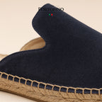 Navy Espadrille Mule, close-up