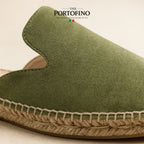 Olive Espadrille Mule, close-up