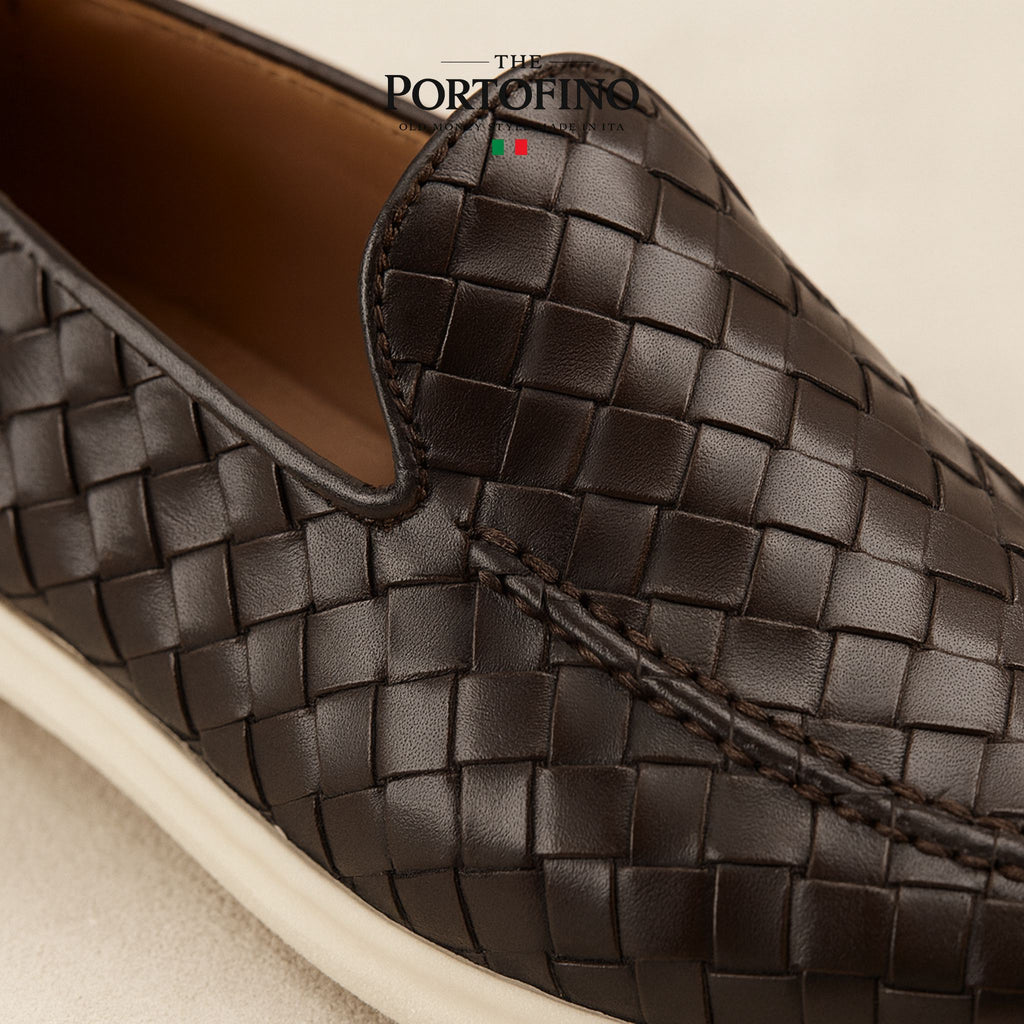 Espresso Woven Loafer, close-up of the weave