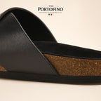 Black Cross Slide, footbed detail