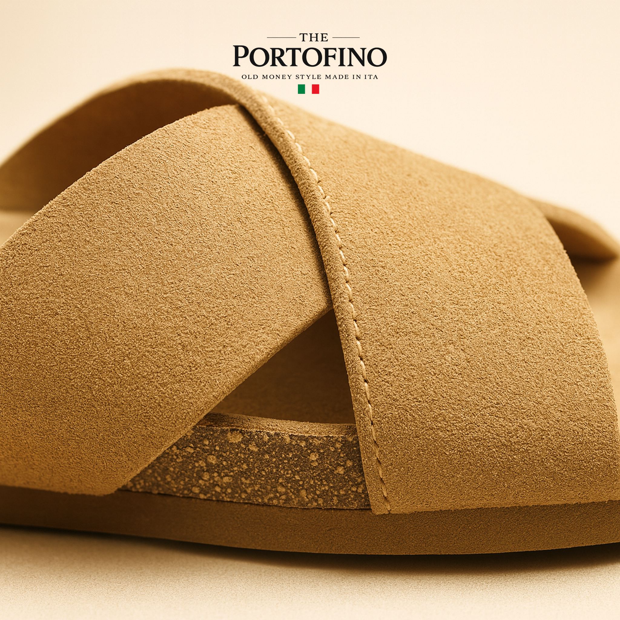 Sand Cross Slide, suede close-up