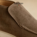 Taupe Riviera Boot, suede close-up
