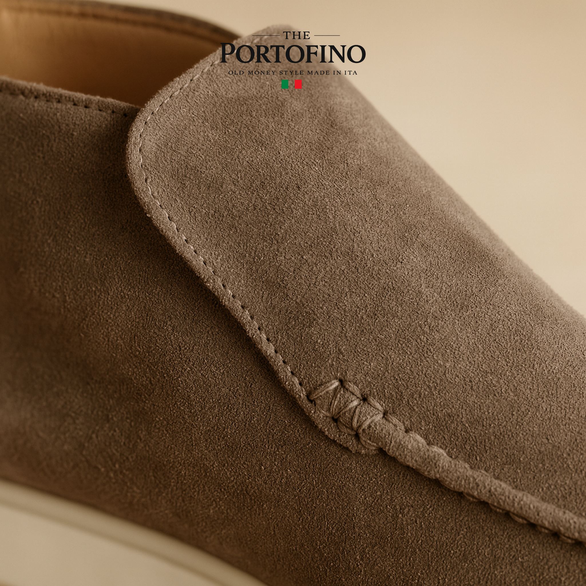 Taupe Riviera Boot, suede close-up