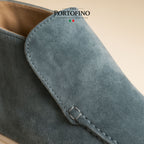Slate Blue Riviera Boot, suede close-up